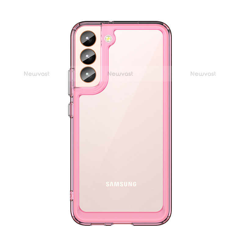 Silicone Transparent Frame Case Cover M03 for Samsung Galaxy S23 Plus 5G Rose Gold