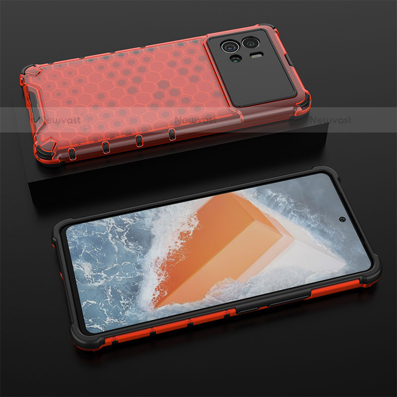 Silicone Transparent Frame Case Cover M06 for Vivo iQOO 9 5G Red