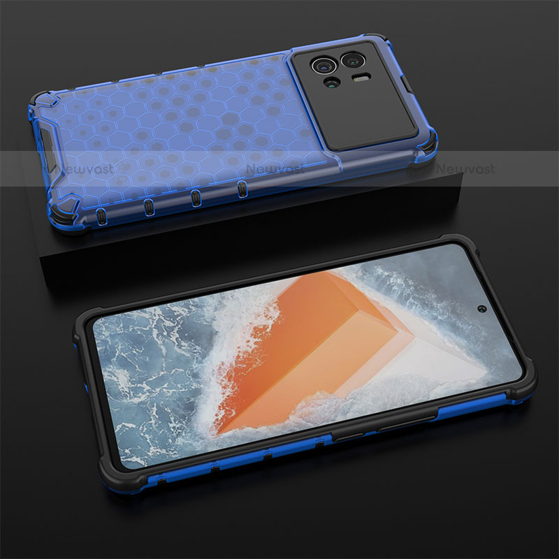 Silicone Transparent Frame Case Cover M06 for Vivo iQOO 9 Pro 5G Blue