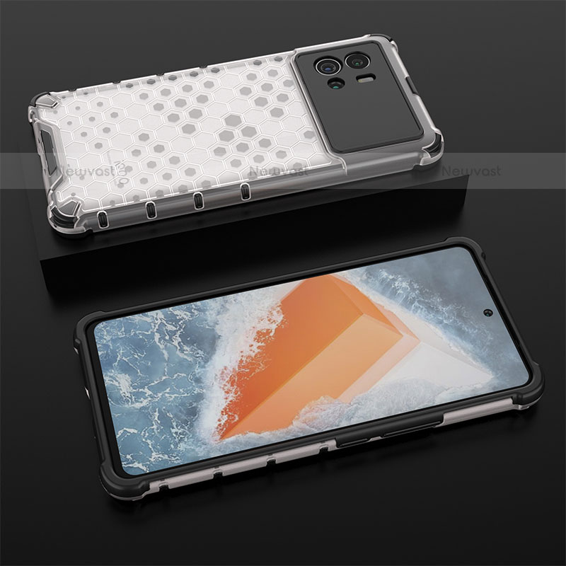 Silicone Transparent Frame Case Cover M06 for Vivo iQOO 9 Pro 5G White