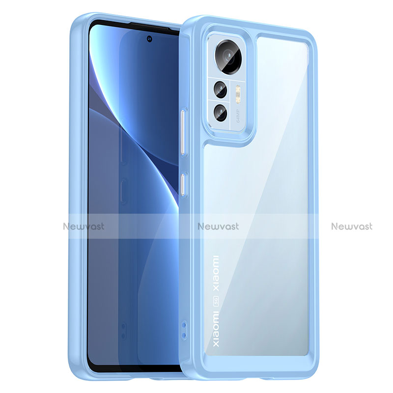 Silicone Transparent Frame Case Cover M06 for Xiaomi Mi 12 5G Blue