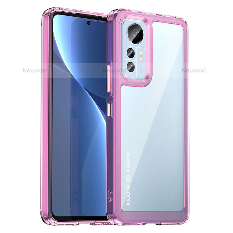 Silicone Transparent Frame Case Cover M06 for Xiaomi Mi 12 Pro 5G Hot Pink