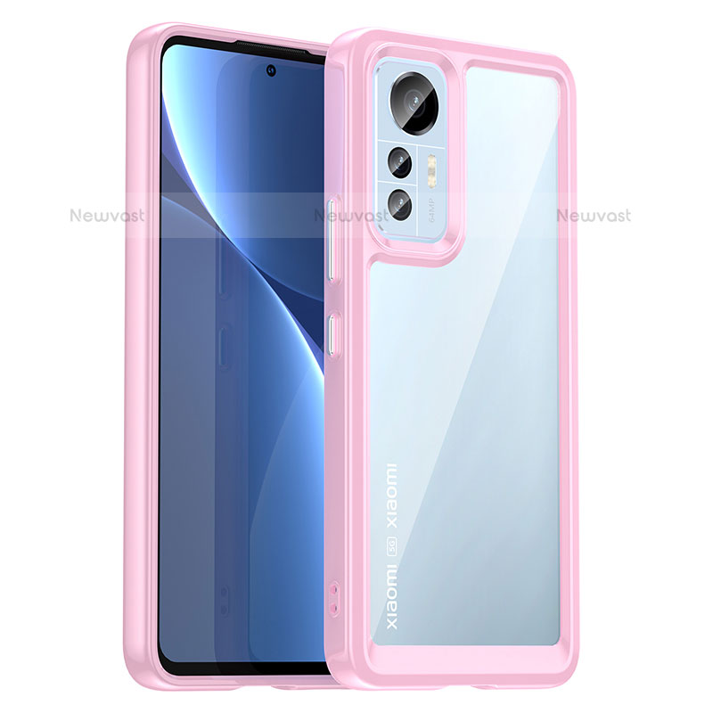 Silicone Transparent Frame Case Cover M06 for Xiaomi Mi 12 Pro 5G Pink