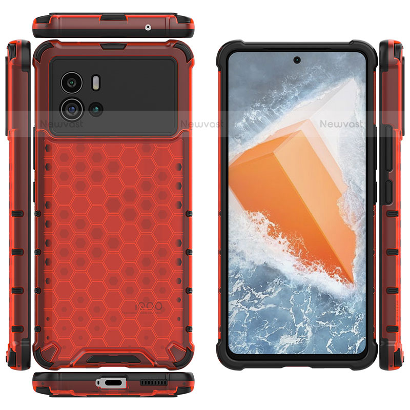 Silicone Transparent Frame Case Cover M07 for Vivo iQOO 9 5G Red