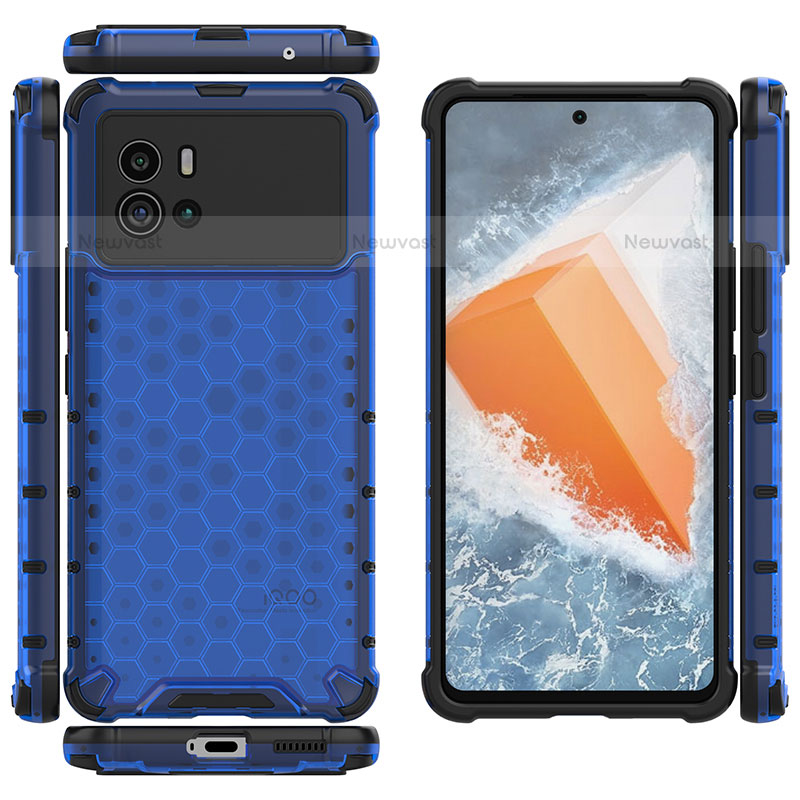 Silicone Transparent Frame Case Cover M07 for Vivo iQOO 9 Pro 5G Blue