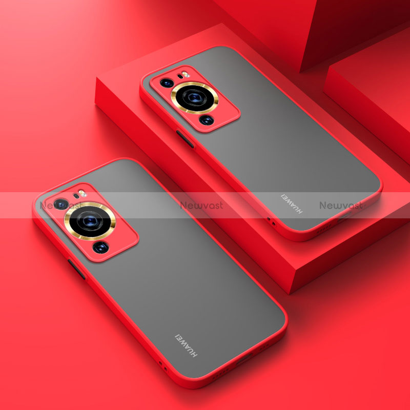 Silicone Transparent Frame Case Cover P01 for Huawei P60 Pro Red