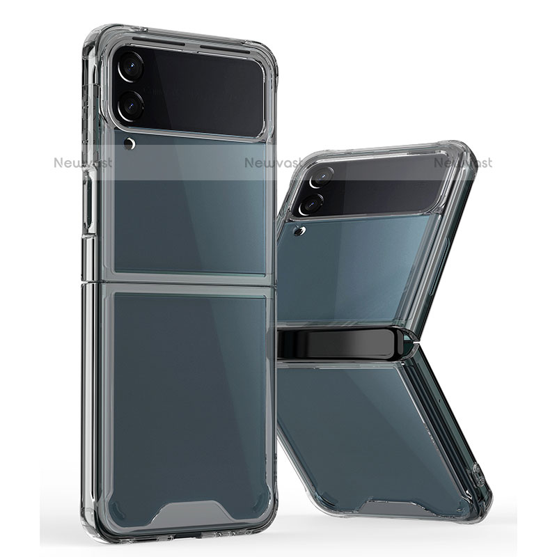 Silicone Transparent Frame Case Cover P01 for Samsung Galaxy Z Flip3 5G Gray