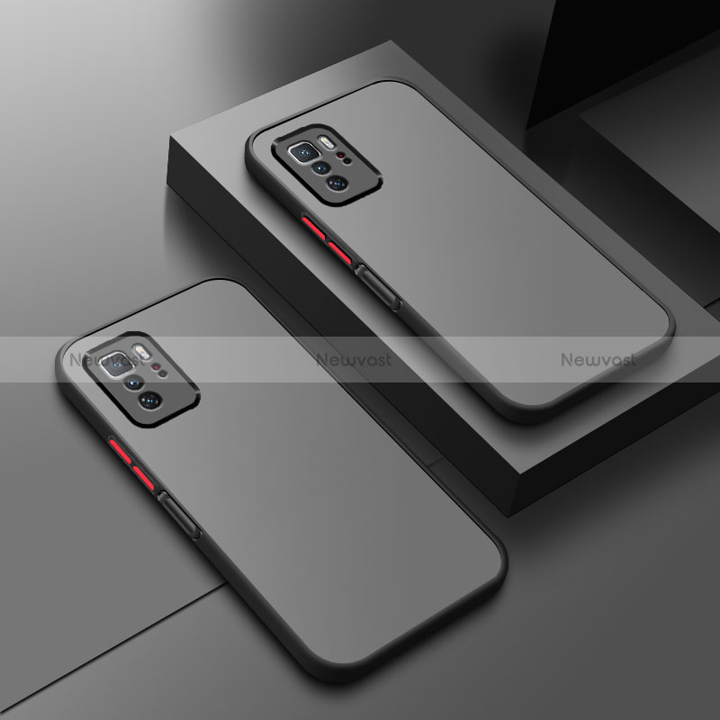 Silicone Transparent Frame Case Cover P01 for Xiaomi Redmi Note 10 Pro 5G Black