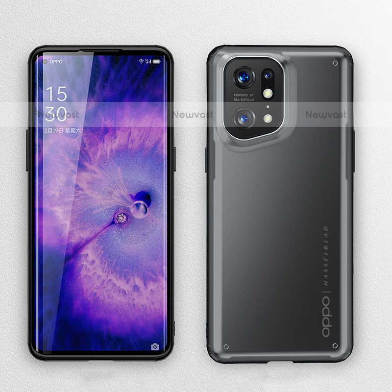 Silicone Transparent Frame Case Cover W01L for Oppo Find X5 Pro 5G