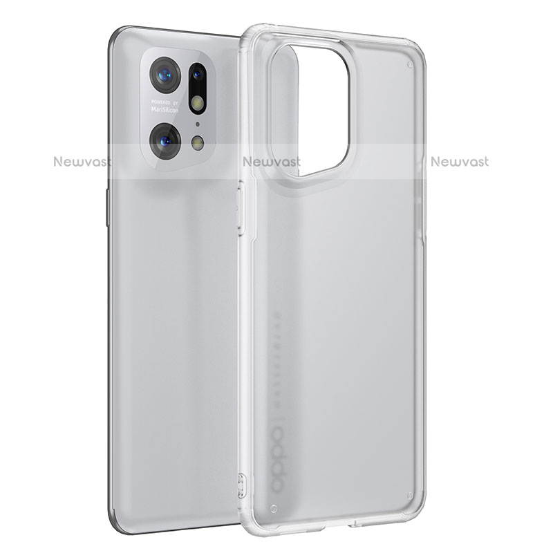 Silicone Transparent Frame Case Cover W01L for Oppo Find X5 Pro 5G Clear