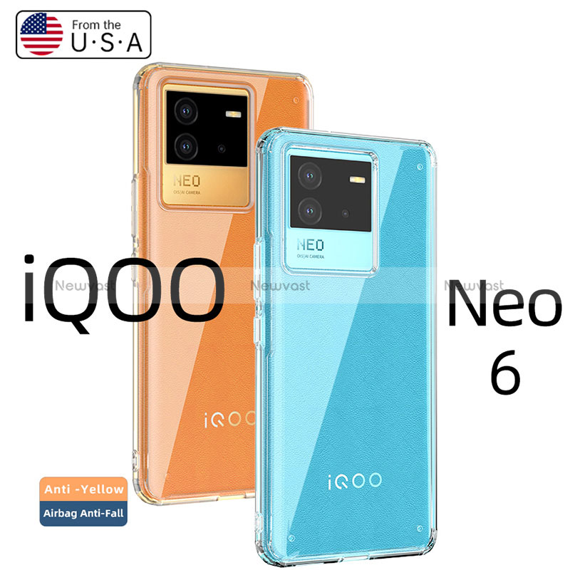 Silicone Transparent Frame Case Cover W01L for Vivo iQOO Neo6 5G