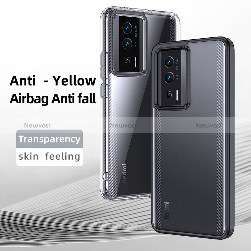 Silicone Transparent Frame Case Cover W01L for Xiaomi Redmi K60 Pro 5G