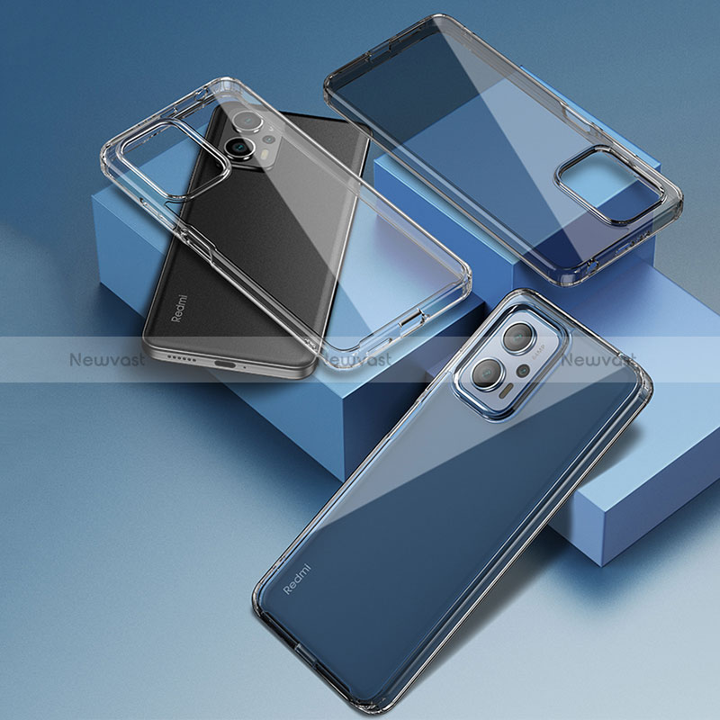 Silicone Transparent Frame Case Cover W01L for Xiaomi Redmi Note 11T Pro 5G