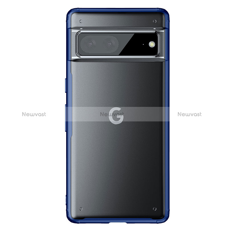 Silicone Transparent Frame Case Cover WL1 for Google Pixel 7 5G Blue