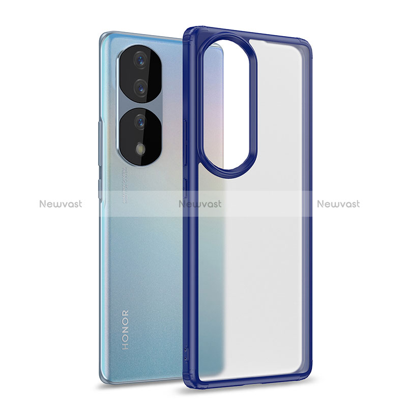 Silicone Transparent Frame Case Cover WL1 for Huawei Honor 70 Pro 5G Blue