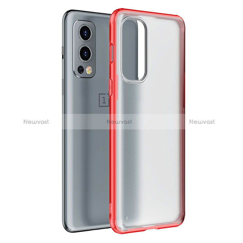 Silicone Transparent Frame Case Cover WL1 for OnePlus Nord 2 5G Red