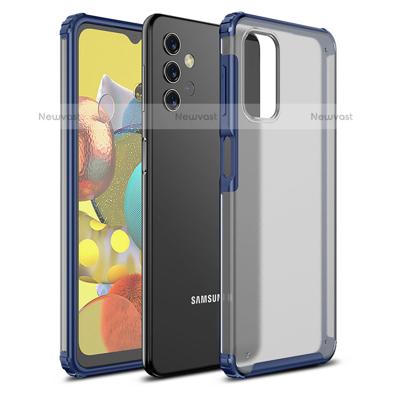 Silicone Transparent Frame Case Cover WL1 for Samsung Galaxy M32 5G Blue