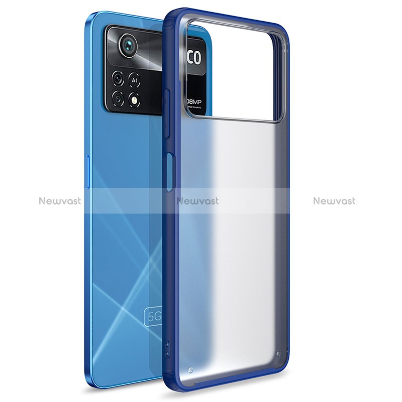 Silicone Transparent Frame Case Cover WL1 for Xiaomi Poco X4 Pro 5G Blue