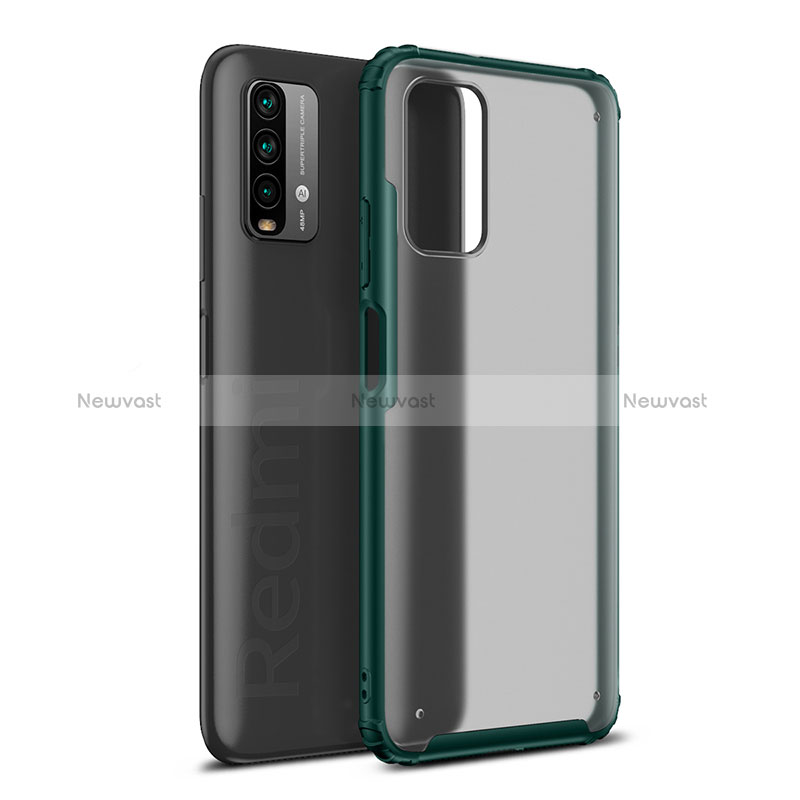 Silicone Transparent Frame Case Cover WL1 for Xiaomi Redmi Note 9 4G Green