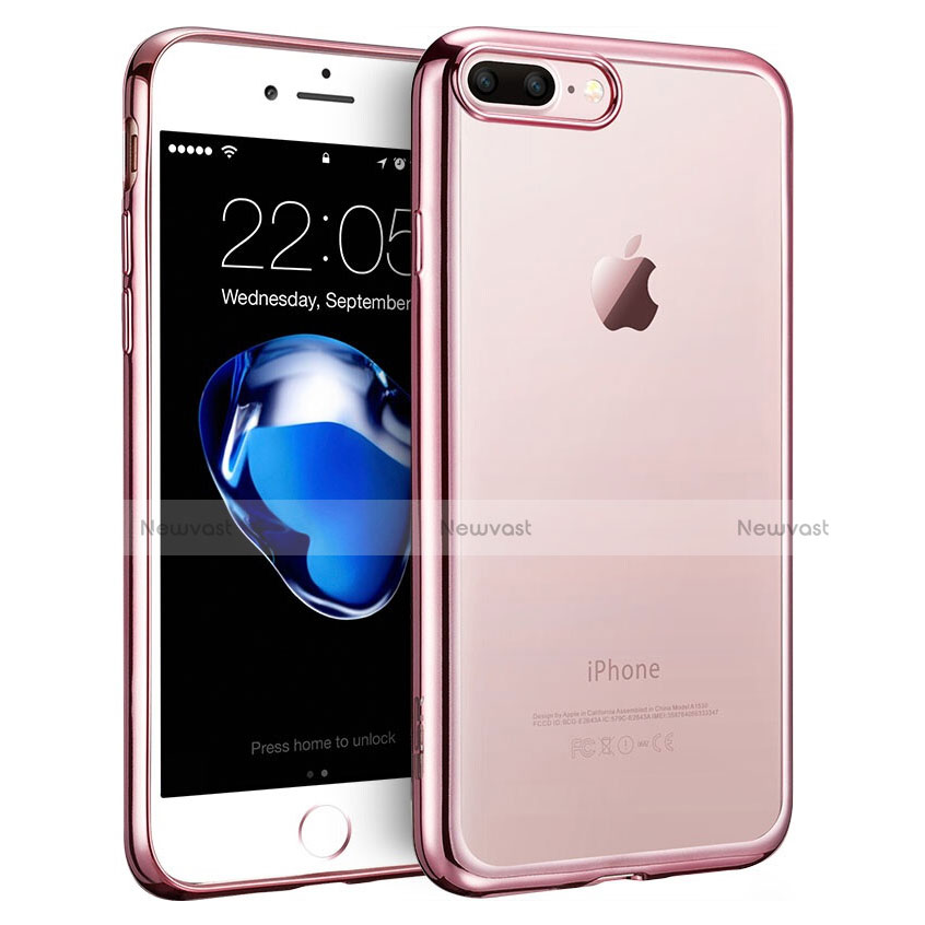 Silicone Transparent Frame Case T01 for Apple iPhone 8 Plus Pink