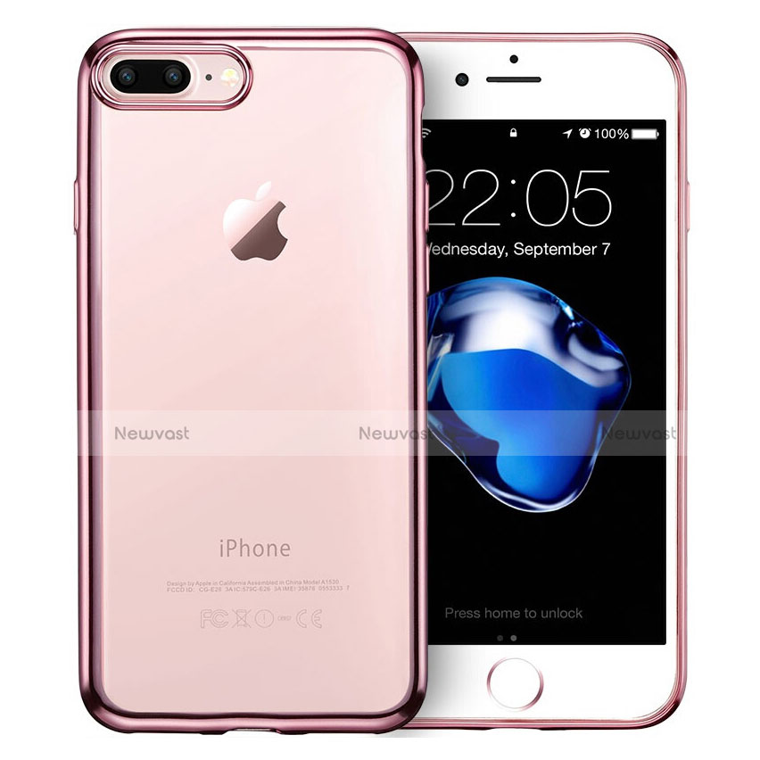 Silicone Transparent Frame Case T01 for Apple iPhone 8 Plus Pink