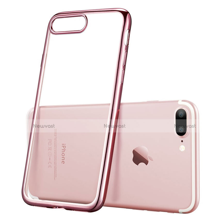 Silicone Transparent Frame Case T01 for Apple iPhone 8 Plus Pink