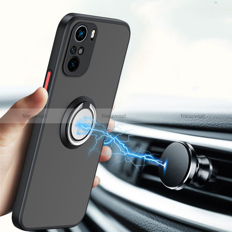 Silicone Transparent Frame Case with Magnetic Finger Ring Stand T01 for Xiaomi Mi 11X Pro 5G