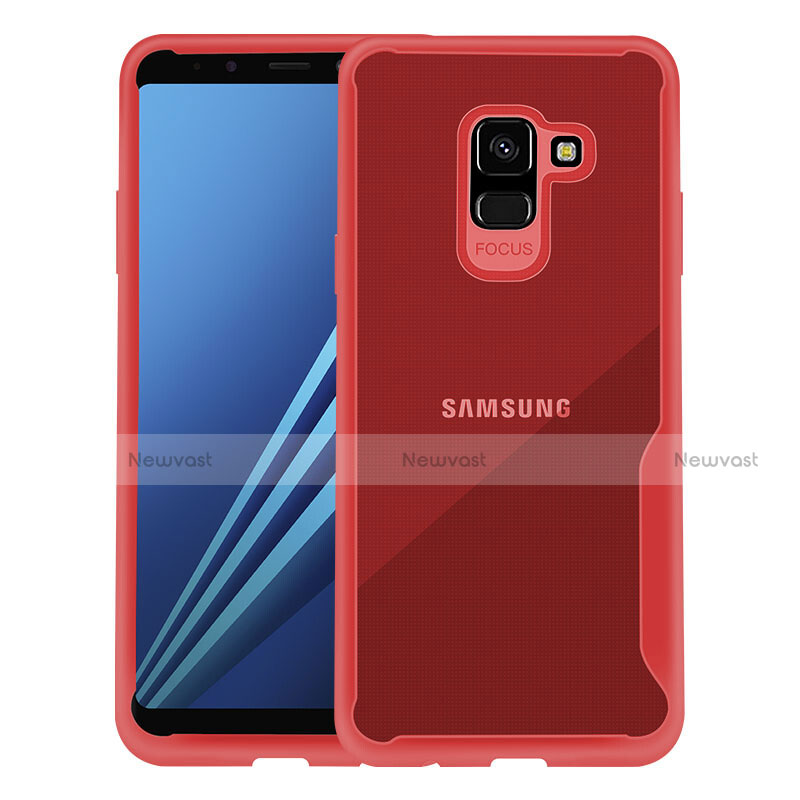 Silicone Transparent Frame Cover for Samsung Galaxy A8+ A8 Plus (2018) Duos A730F Red