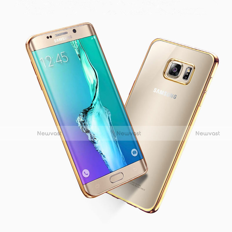 Silicone Transparent Frame Cover for Samsung Galaxy S6 Edge SM-G925 Gold