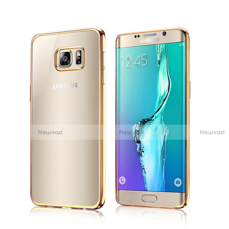 Silicone Transparent Frame Cover for Samsung Galaxy S6 Edge SM-G925 Gold