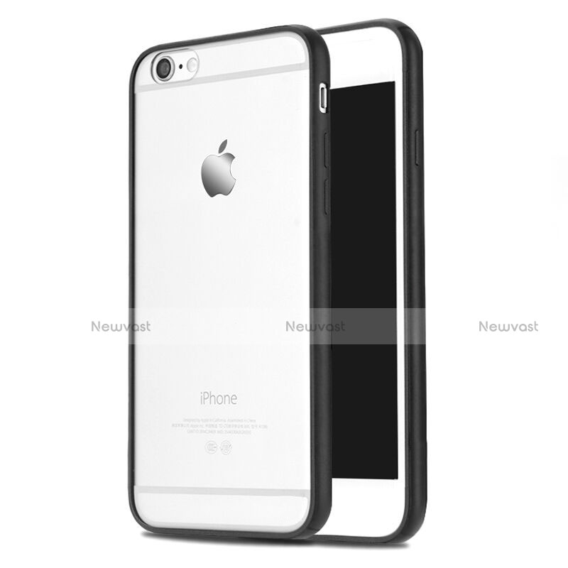 Silicone Transparent Matte Finish Frame Case for Apple iPhone 6 Black