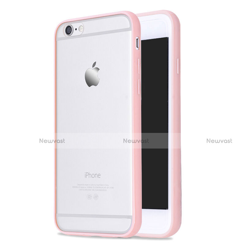 Silicone Transparent Matte Finish Frame Case for Apple iPhone 6 Pink