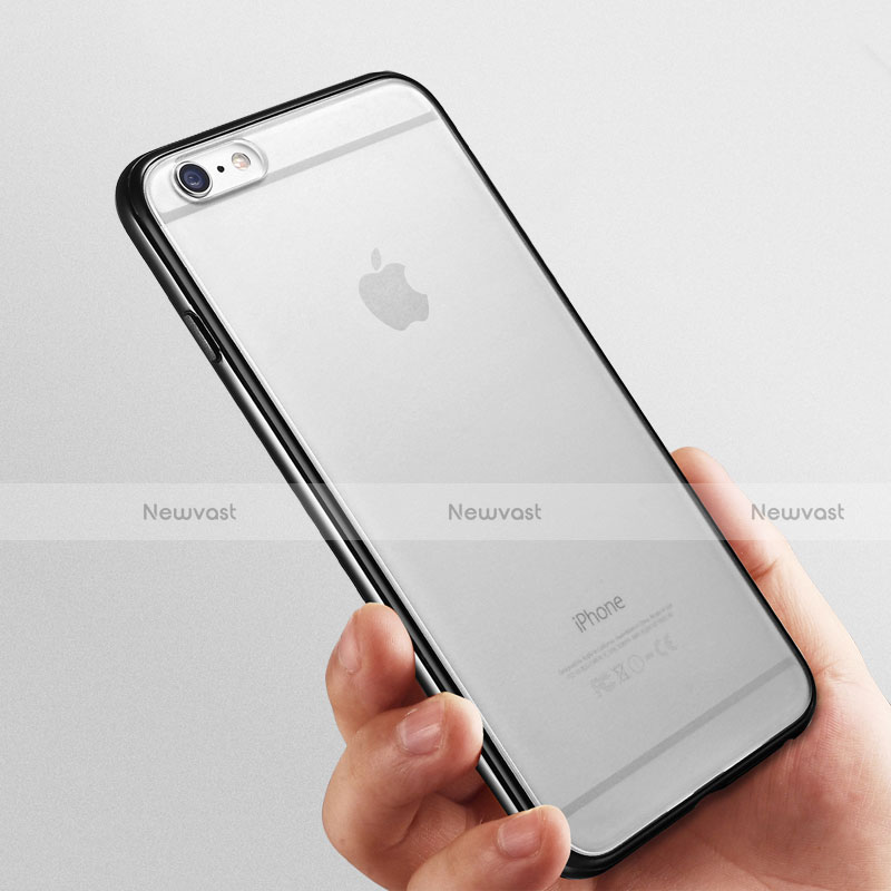 Silicone Transparent Matte Finish Frame Case for Apple iPhone 6 Plus Black