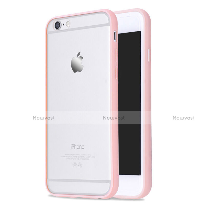 Silicone Transparent Matte Finish Frame Case for Apple iPhone 6 Plus Pink