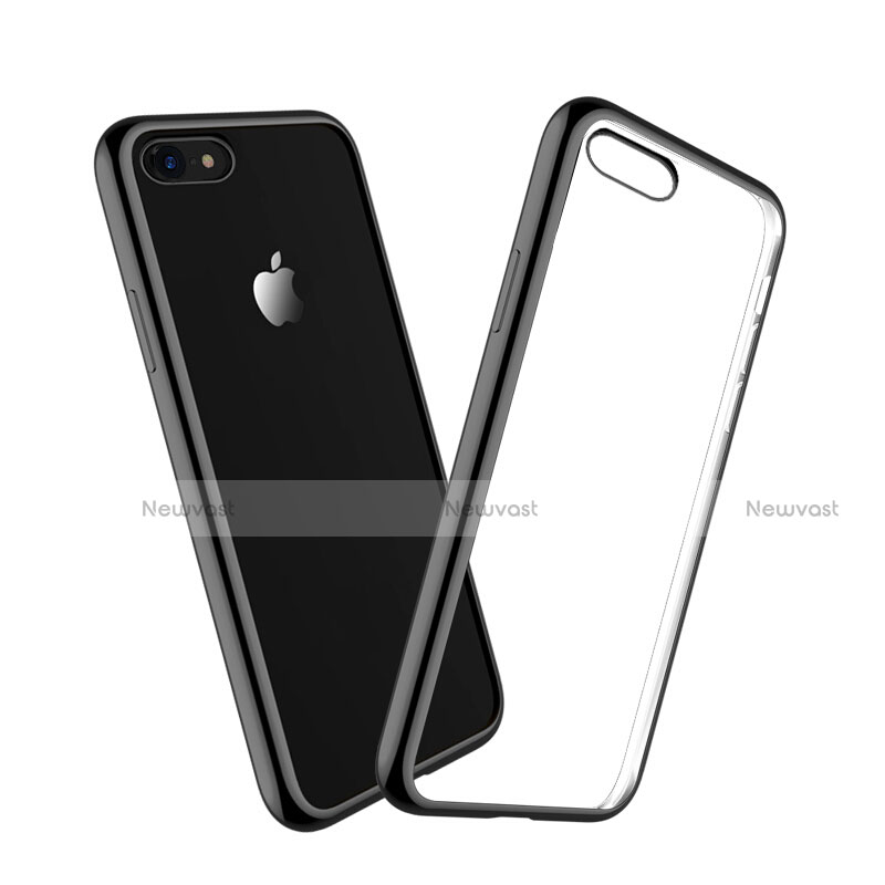 Silicone Transparent Matte Finish Frame Case for Apple iPhone 7 Black