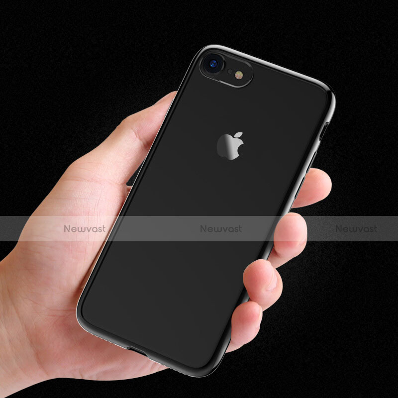 Silicone Transparent Matte Finish Frame Case for Apple iPhone SE (2020) Black