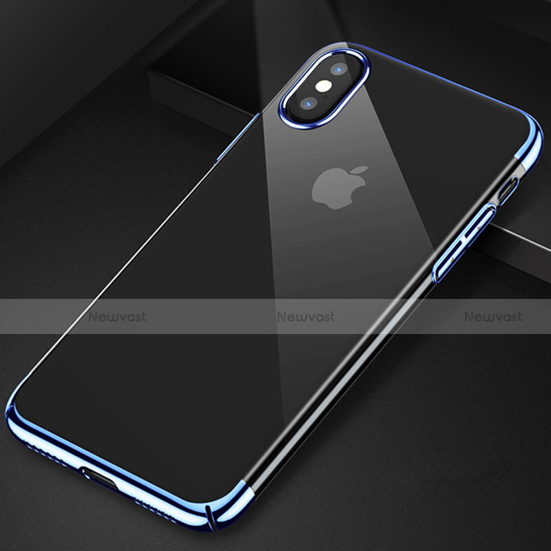 Silicone Transparent Matte Finish Frame Case for Apple iPhone X Blue