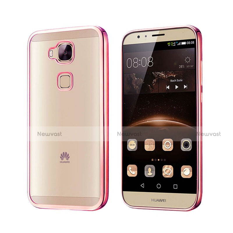 Silicone Transparent Matte Finish Frame Case for Huawei G7 Plus Rose Gold