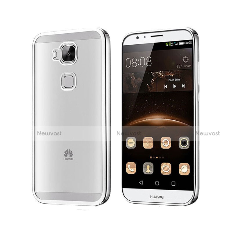 Silicone Transparent Matte Finish Frame Case for Huawei G8 Silver