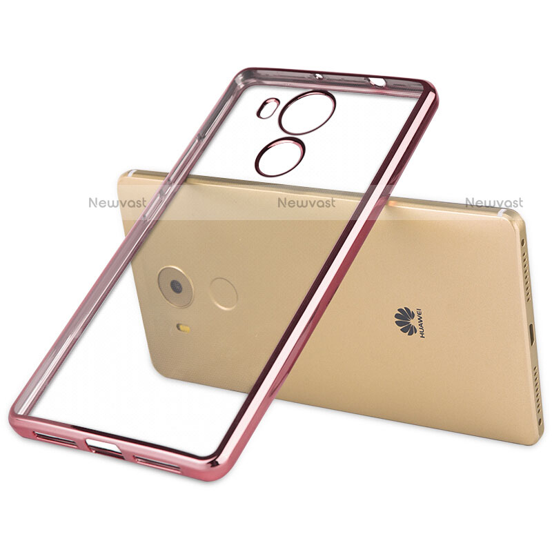 Silicone Transparent Matte Finish Frame Case for Huawei Mate 8 Pink