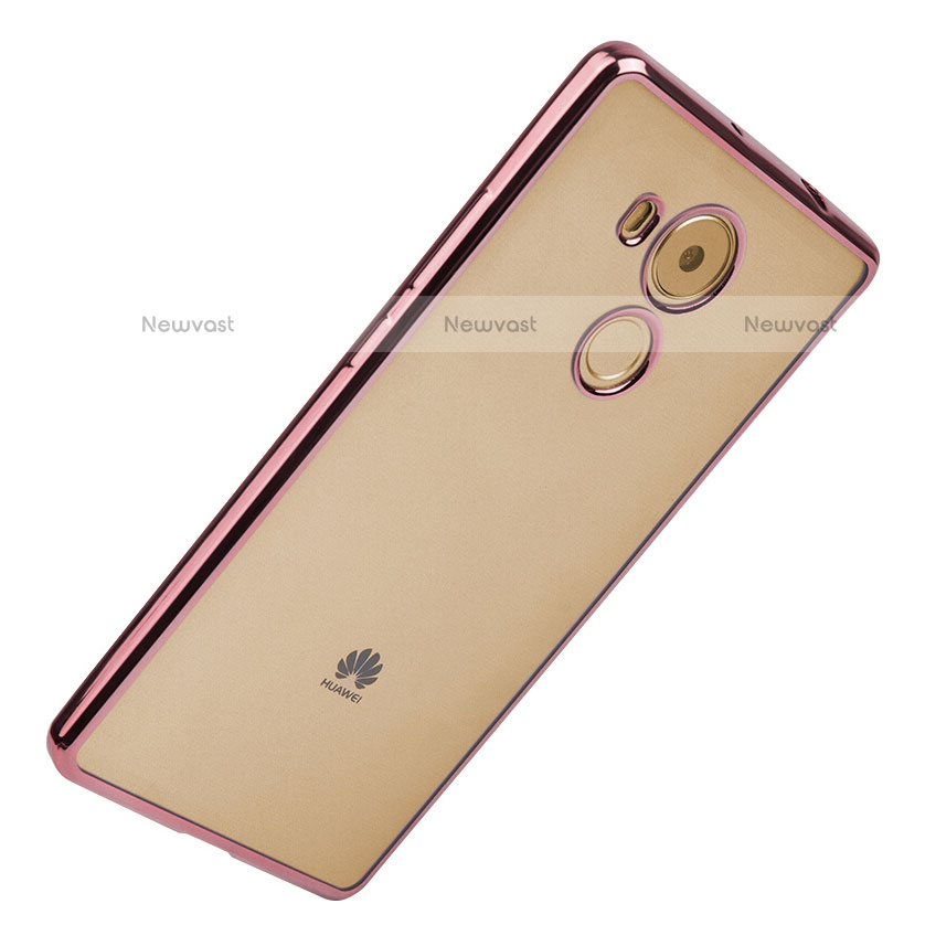 Silicone Transparent Matte Finish Frame Case for Huawei Mate 8 Pink