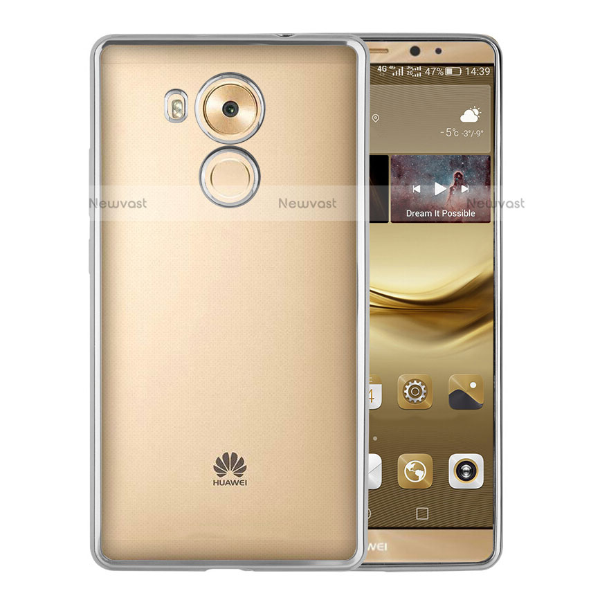 Silicone Transparent Matte Finish Frame Case for Huawei Mate 8 Silver