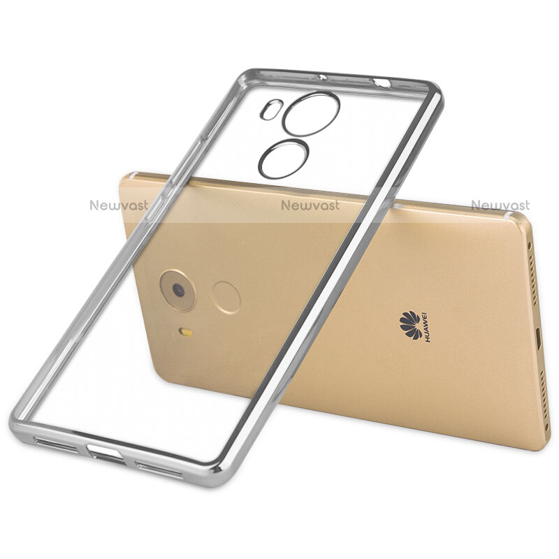 Silicone Transparent Matte Finish Frame Case for Huawei Mate 8 Silver