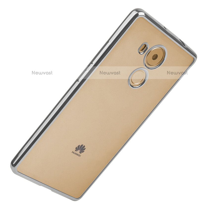 Silicone Transparent Matte Finish Frame Case for Huawei Mate 8 Silver