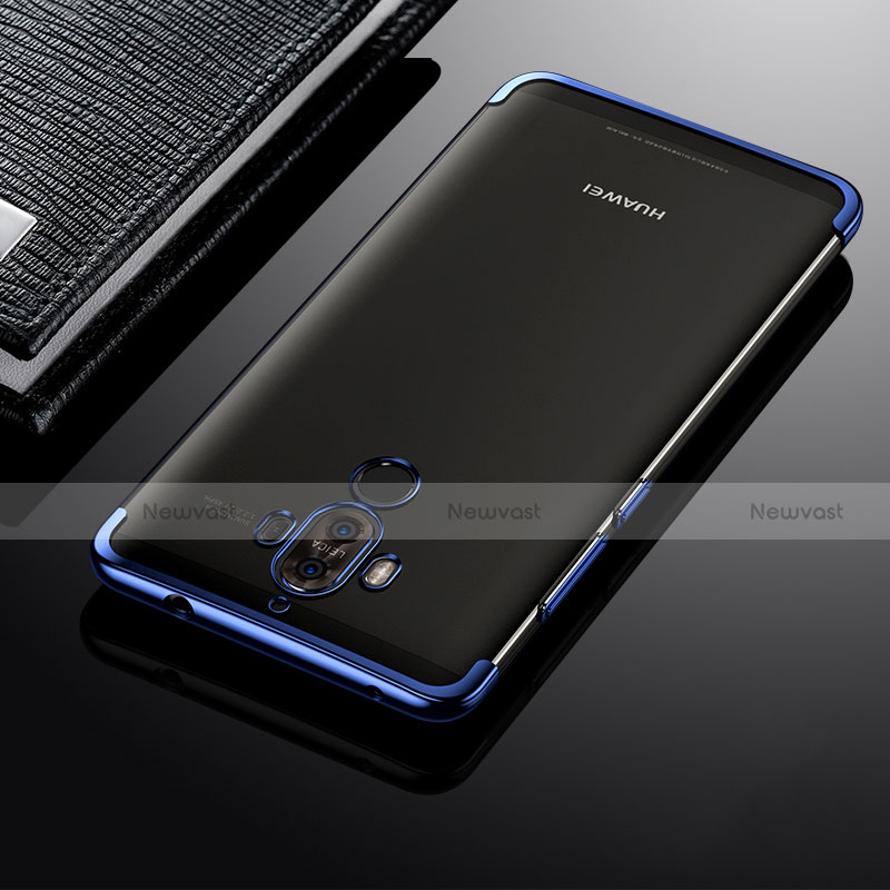 Silicone Transparent Matte Finish Frame Case for Huawei Mate 9 Blue