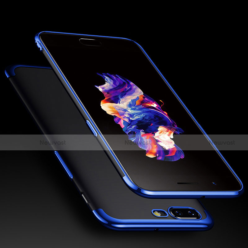 Silicone Transparent Matte Finish Frame Case for OnePlus 5 Blue