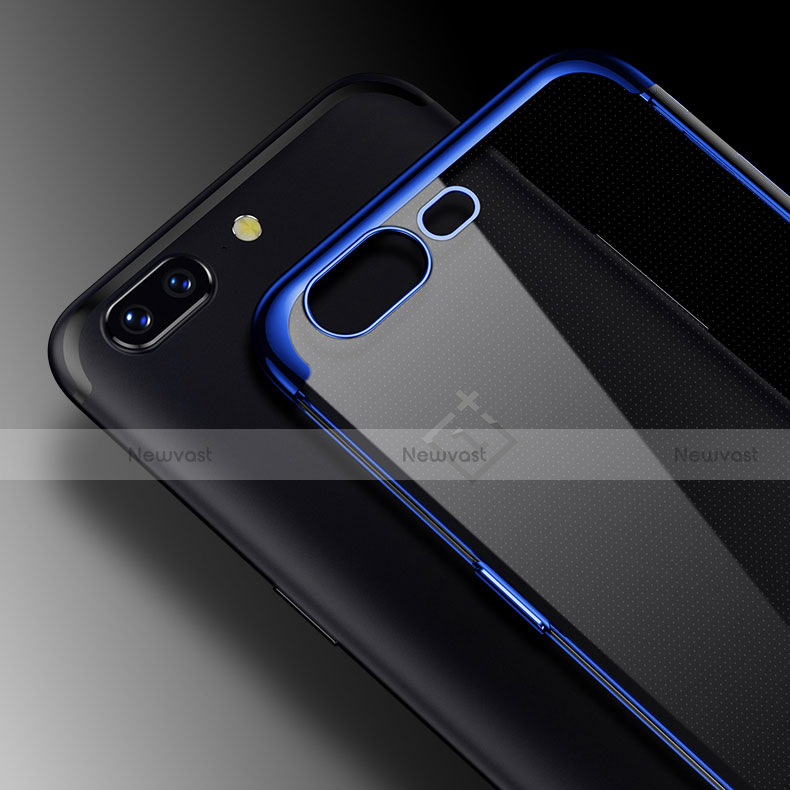 Silicone Transparent Matte Finish Frame Case for OnePlus 5 Blue