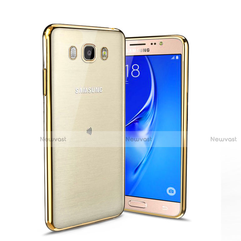 Silicone Transparent Matte Finish Frame Case for Samsung Galaxy J5 Duos (2016) Gold