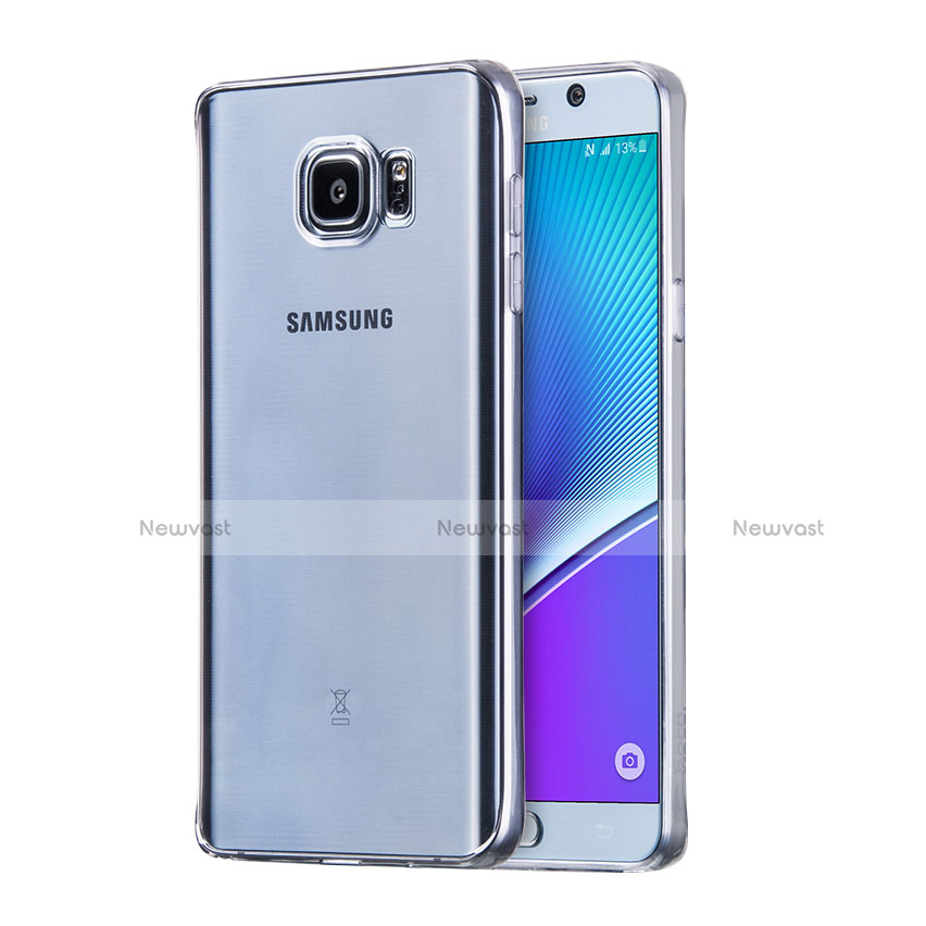 Silicone Transparent Matte Finish Frame Case for Samsung Galaxy Note 5 N9200 N920 N920F Silver