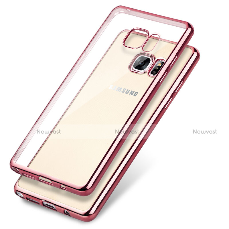 Silicone Transparent Matte Finish Frame Case for Samsung Galaxy Note 7 Pink